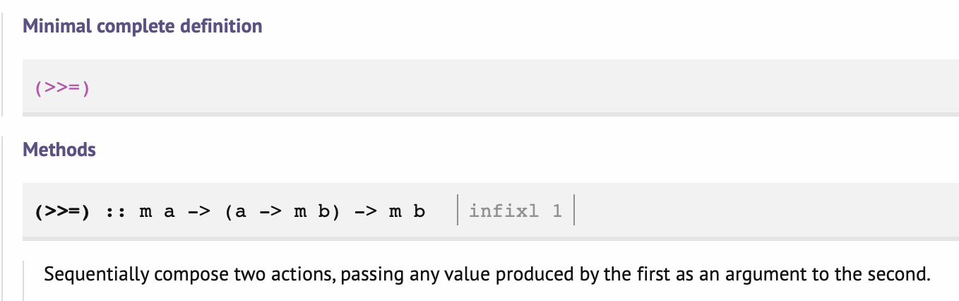 Definición mínima de la clase Monad